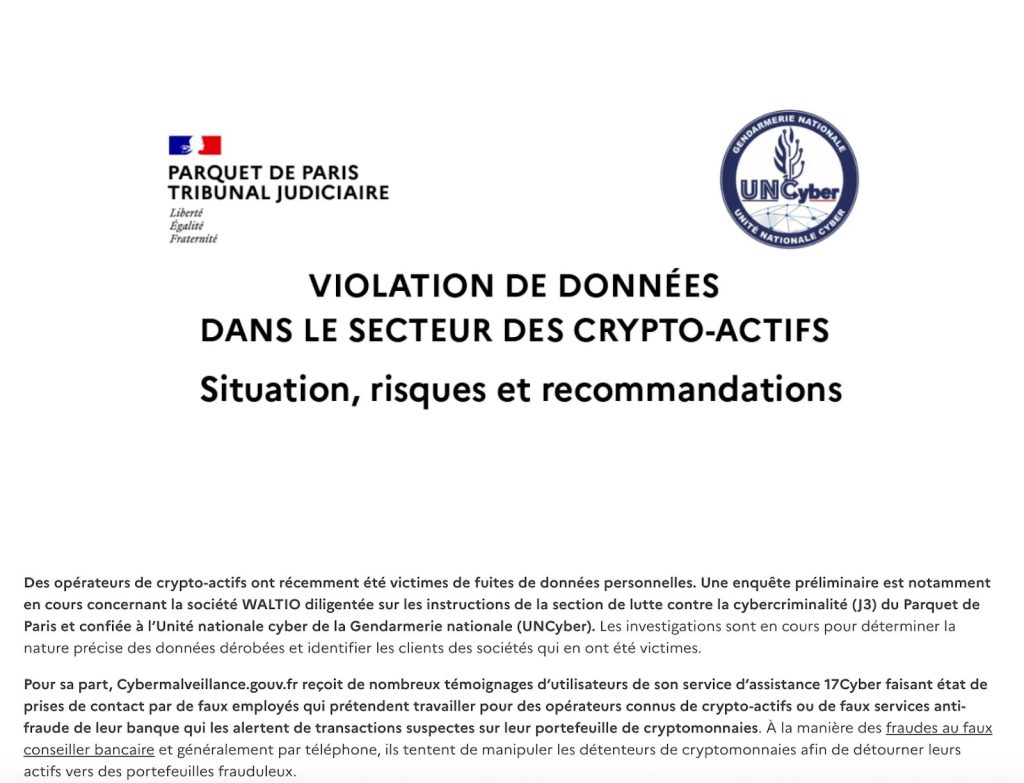 Waltio, la plateforme française de fiscalité crypto, touchée par une violation de données de 50 000 utilisateurs.0