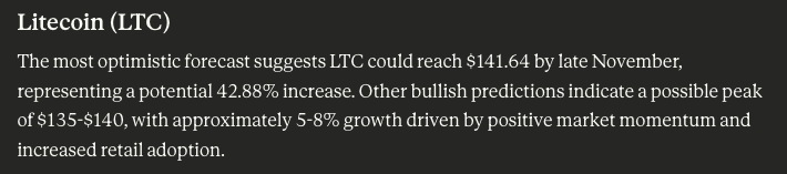 Claude AI from Anthropic Forecasts November 2025 Prices for LTC, ADA, and XRP0