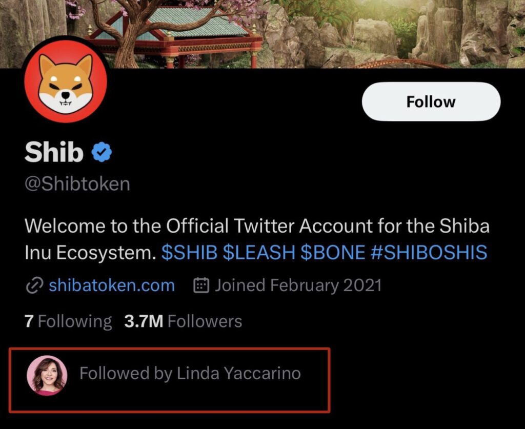 New Twitter CEO Linda Yaccarino Follows Shiba Inu (SHIB)1
