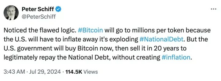 Peter Schiff Critiques Trump and Saylor's Stance on 'Never Sell Bitcoin' Approach1