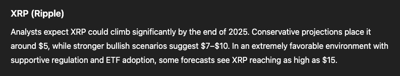 Recent ChatGPT 5 Forecasts XRP, SOL, and ETH Values for Late 20250