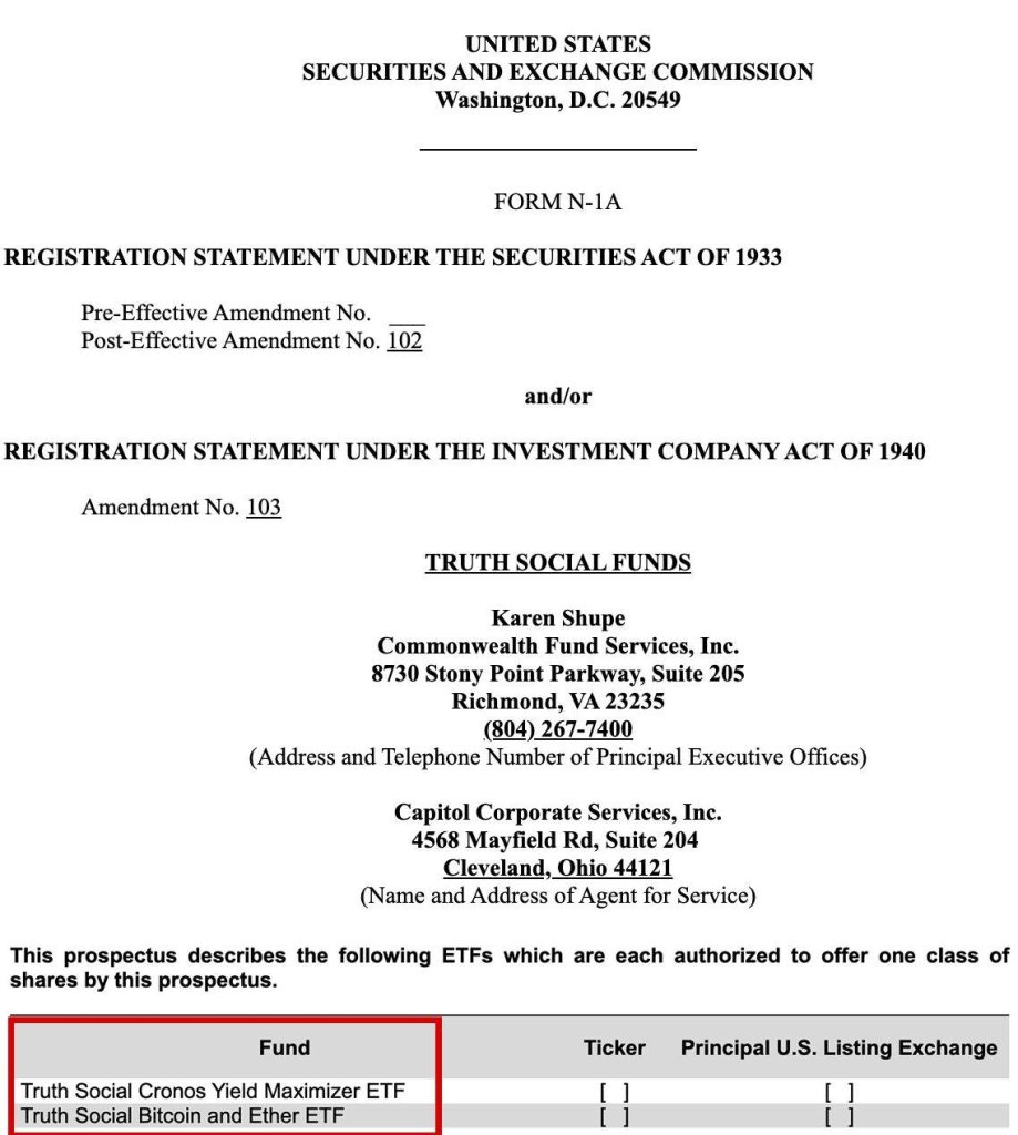 Trump Media Files for Bitcoin, Ether, and Cronos ETFs: A Potential Positive Impact on Cryptocurrency?0