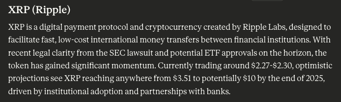 AI Model Claude Forecasts XRP, Cardano, and Pi Coin Values for the End of 20250