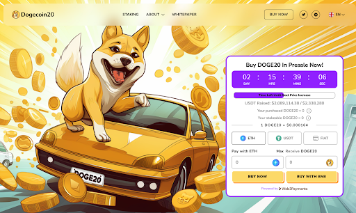 Dogecoin20 Surpasses $2 Million, While DOGE Experiences a 5% Decline to $0.1440