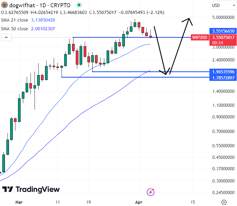 DogWifHat Price Forecast as WIF Declines from $4 Billion Market Capitalization – Is WIF Capable of Surpassing Dogecoin?0
