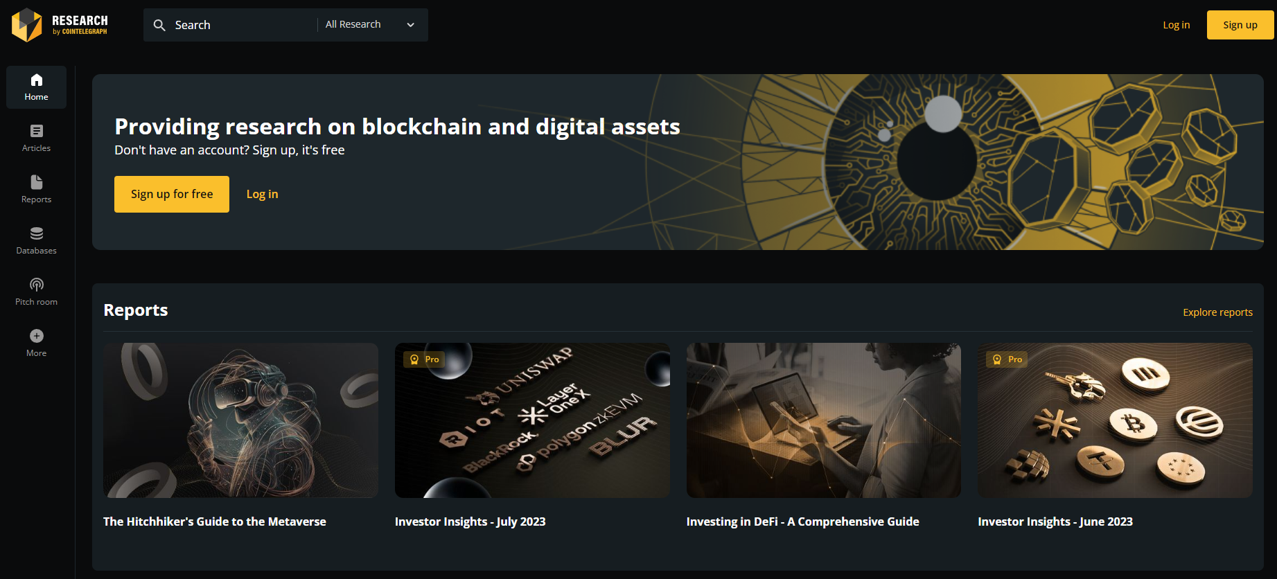 The updated Cointelegraph Research Terminal: A source for essential cryptocurrency data analyses.0