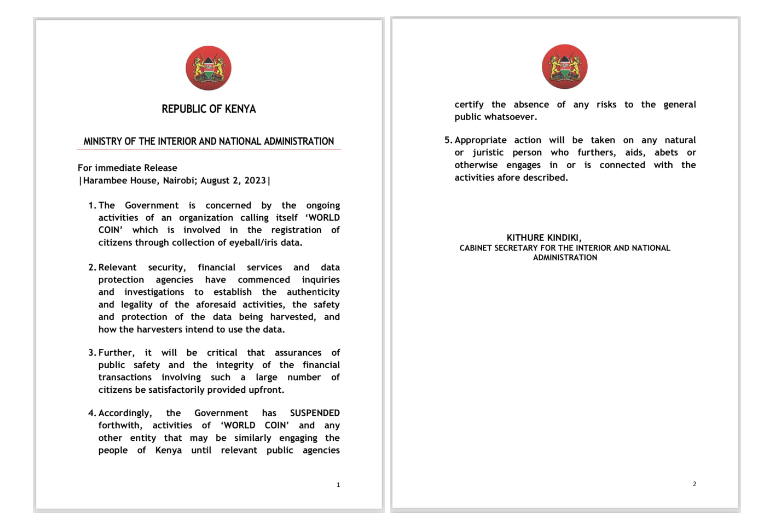 Worldcoin cryptocurrency initiative halted in Kenya0