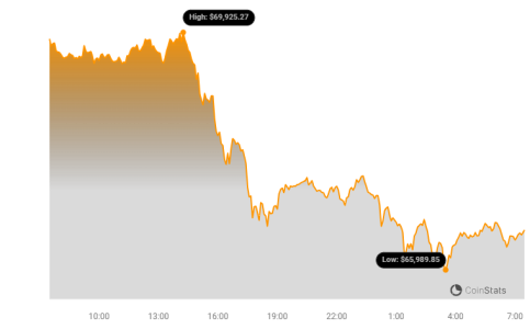 Bitcoin (BTC) Falls Below $66,500 as Alternative Cryptocurrencies Decline Similarly1