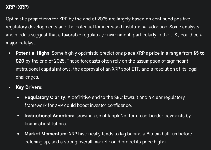 Google's Gemini AI Forecasts the Value of XRP, Dogecoin, and Solana by the Conclusion of 20250