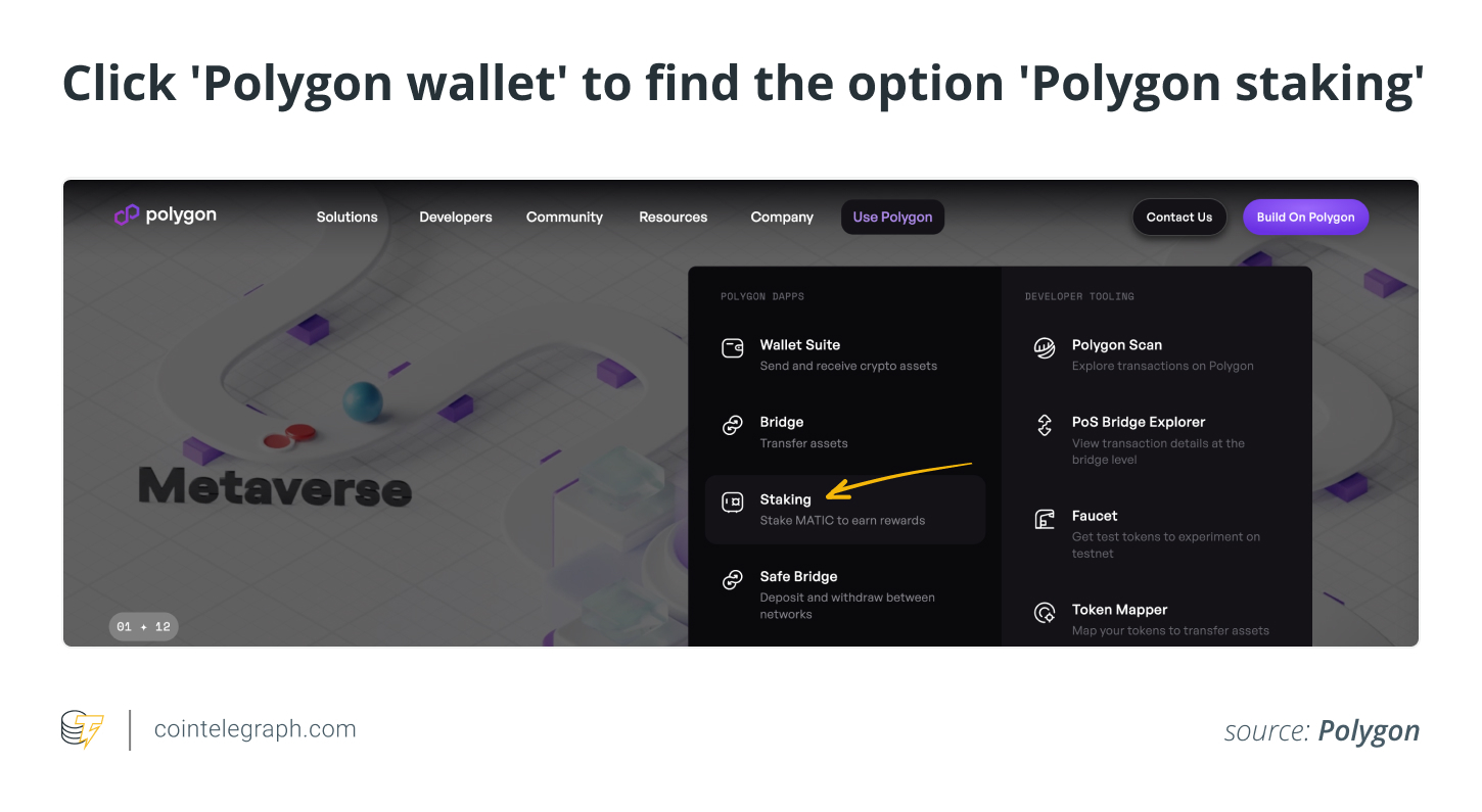 Click Polygon wallet to find the option Polygon staking (1) Click Polygon wallet to find the option Polygon staking (1)4