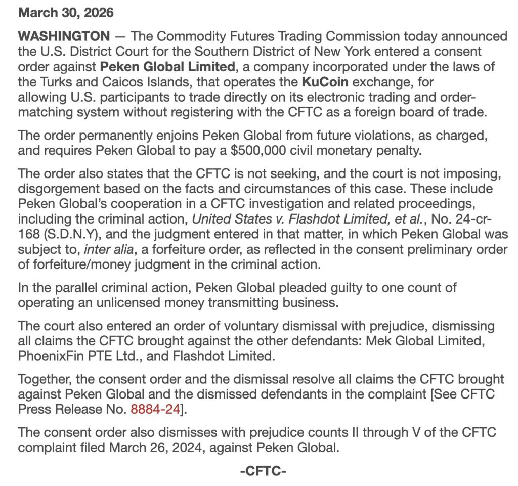 KuCoin Directed to Prohibit US Traders and Settle $500,000 CFTC Fine0