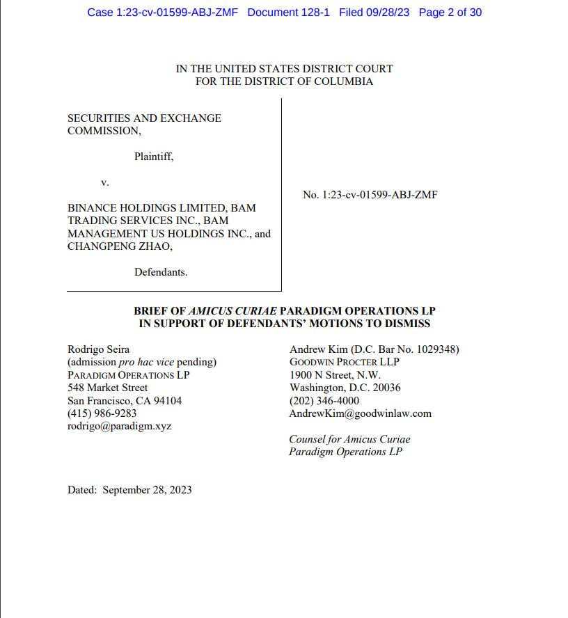 Paradigm claims SEC is circumventing regulations in Binance legal case.0
