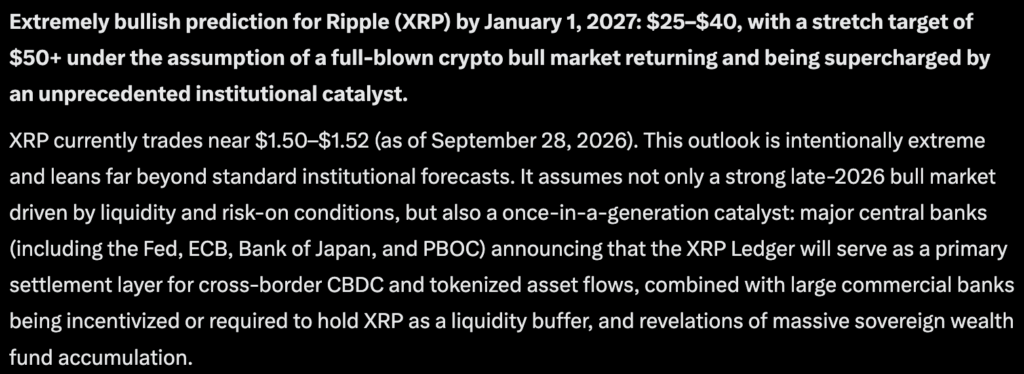 Grok AI Predicts XRP Could Hit $40 in 2026 With Landmark Event0