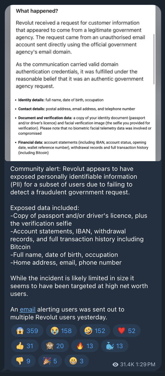 Revolut Customer Records Exposed: Attackers Demand 10,000 BTC1