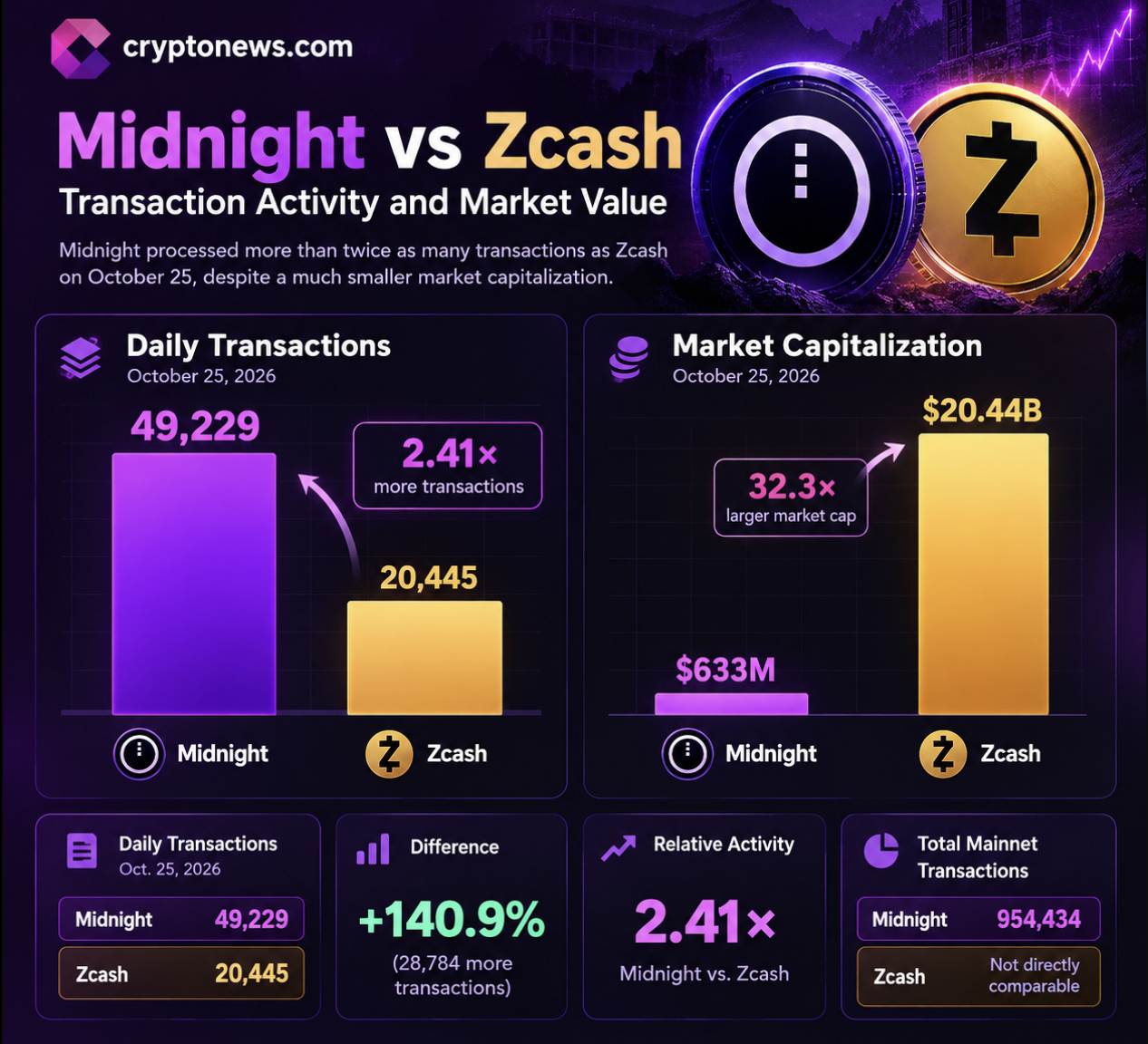 Charles Hoskinson's Midnight to Hit 50,000 Transactions as Crypto Privacy Race Heats Up0