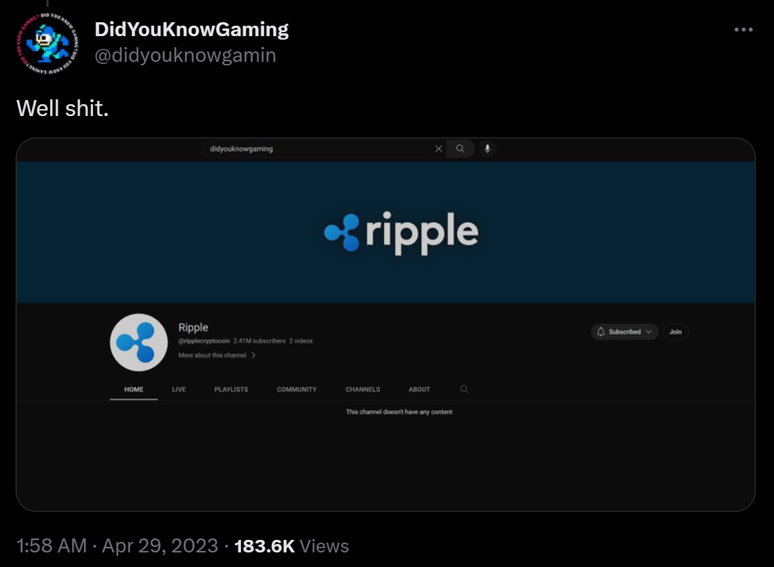 YouTube helps recover hacked channel that attempted XRP crypto scams0